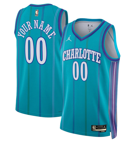 Mens Charlotte Hornets Active Player Custom Teal 2023-24 Classic Edition Stitched Basketball Jersey->customized nba jersey->Custom Jersey